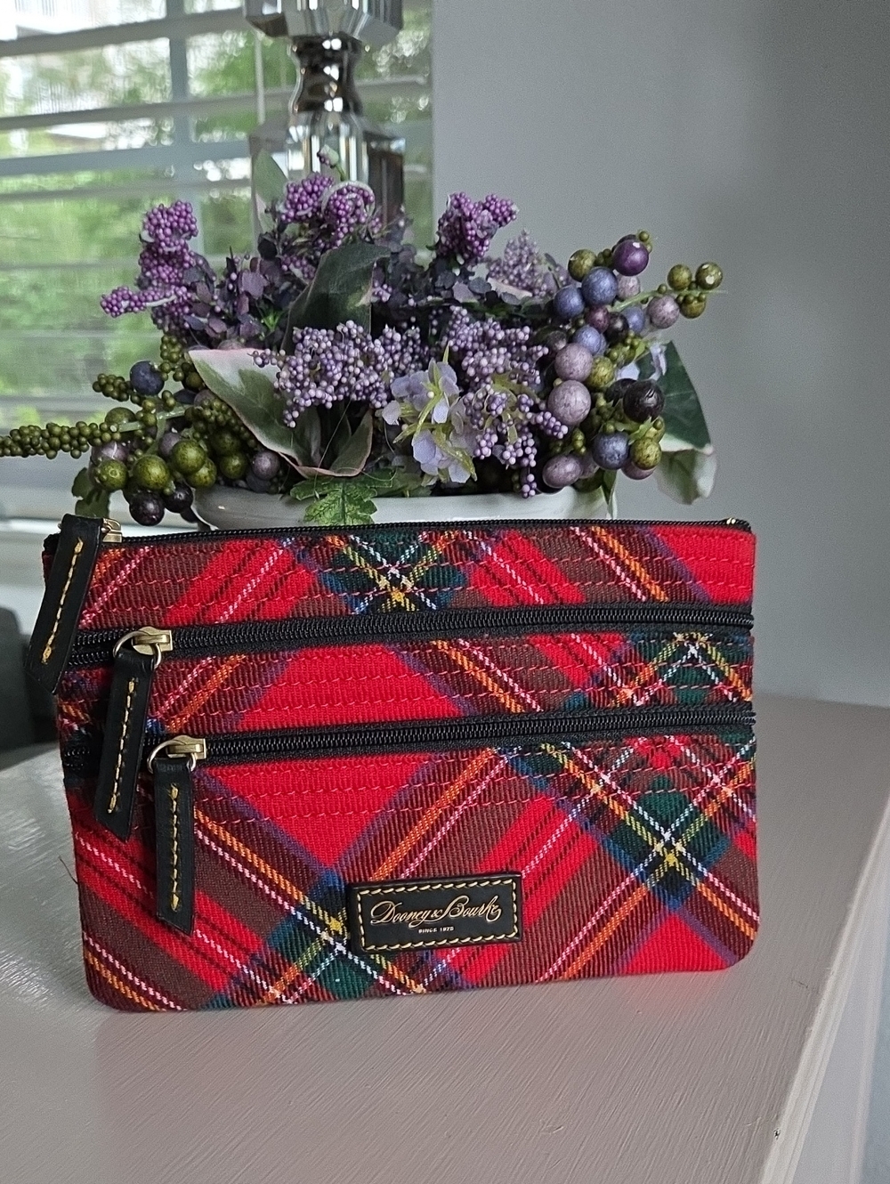 Dooney & Bourke Red Plaid Zip Pouch